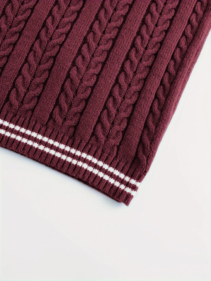 Gideon | Kabelgebreide V-Hals Sweater Vest