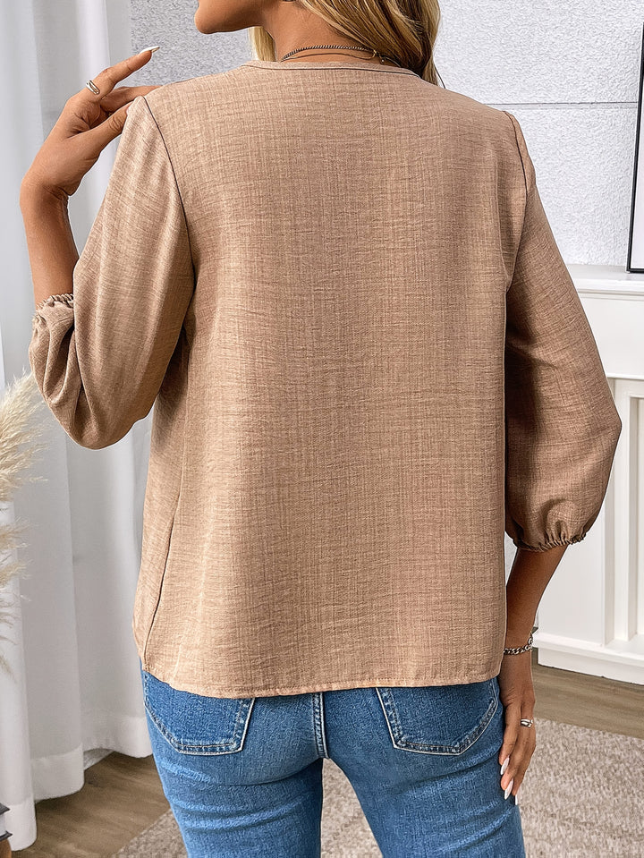 Claudia | Blouse met Rits en V-Hals
