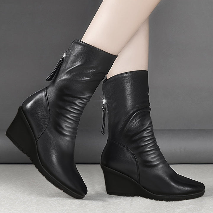 Verity | Strakke Wedge Mid-Calf Boots