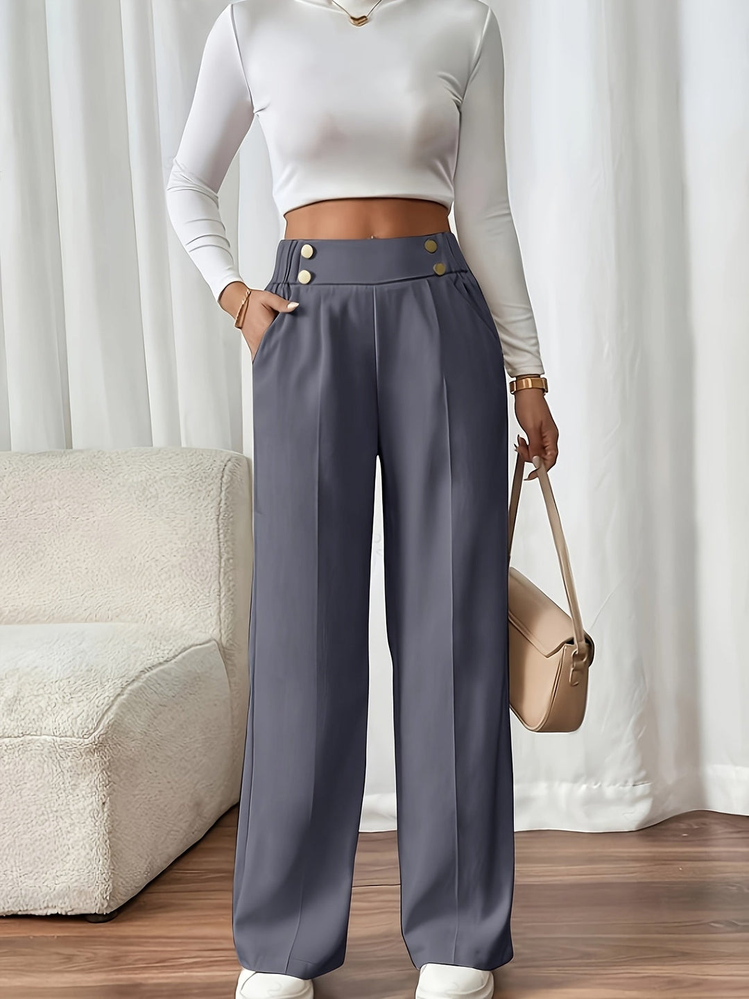 Lydia | Op maat gemaakte hoge taille wijde broek