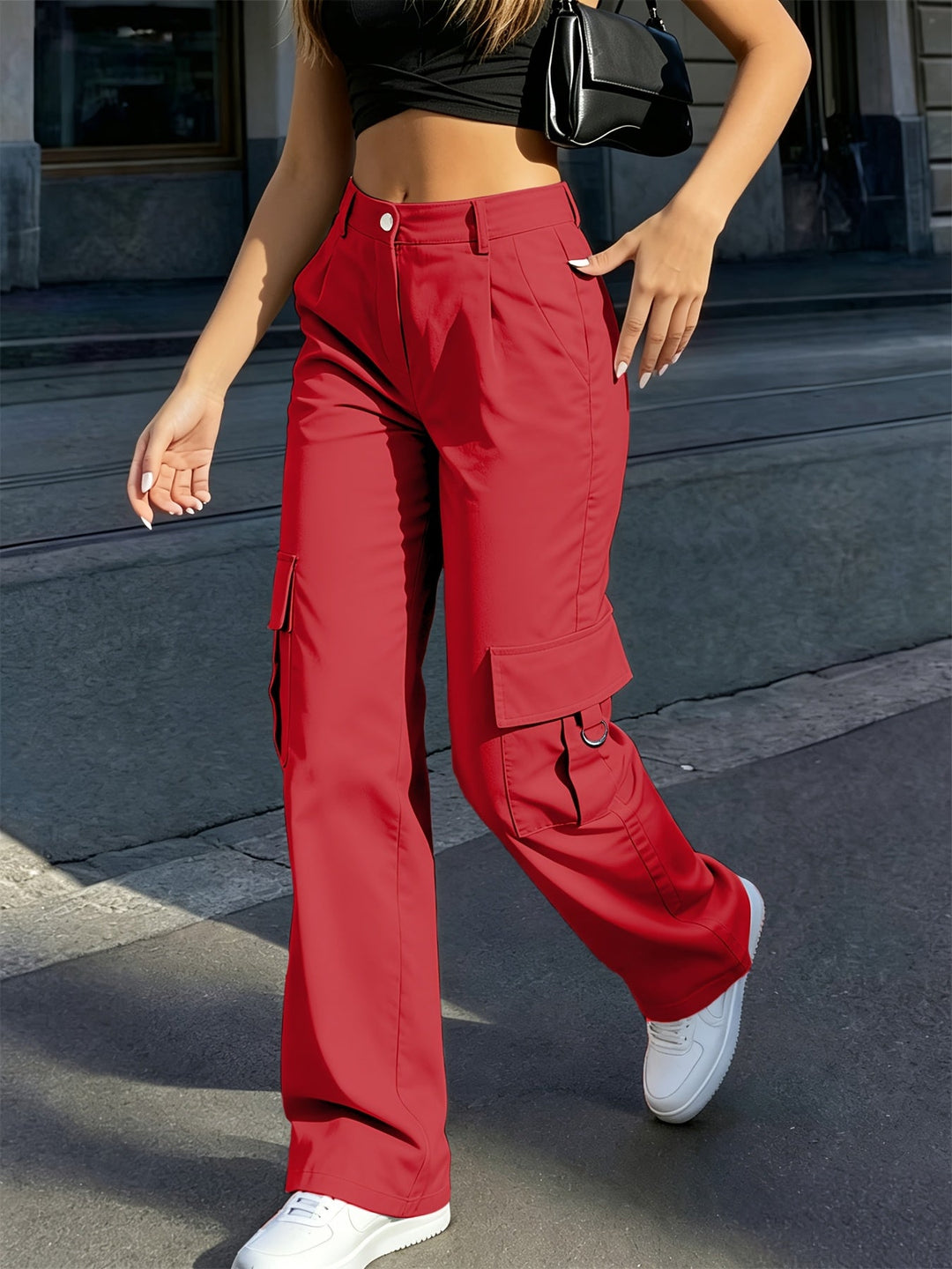 Bonnie | Hoge Taille Wijde Cargo Broek
