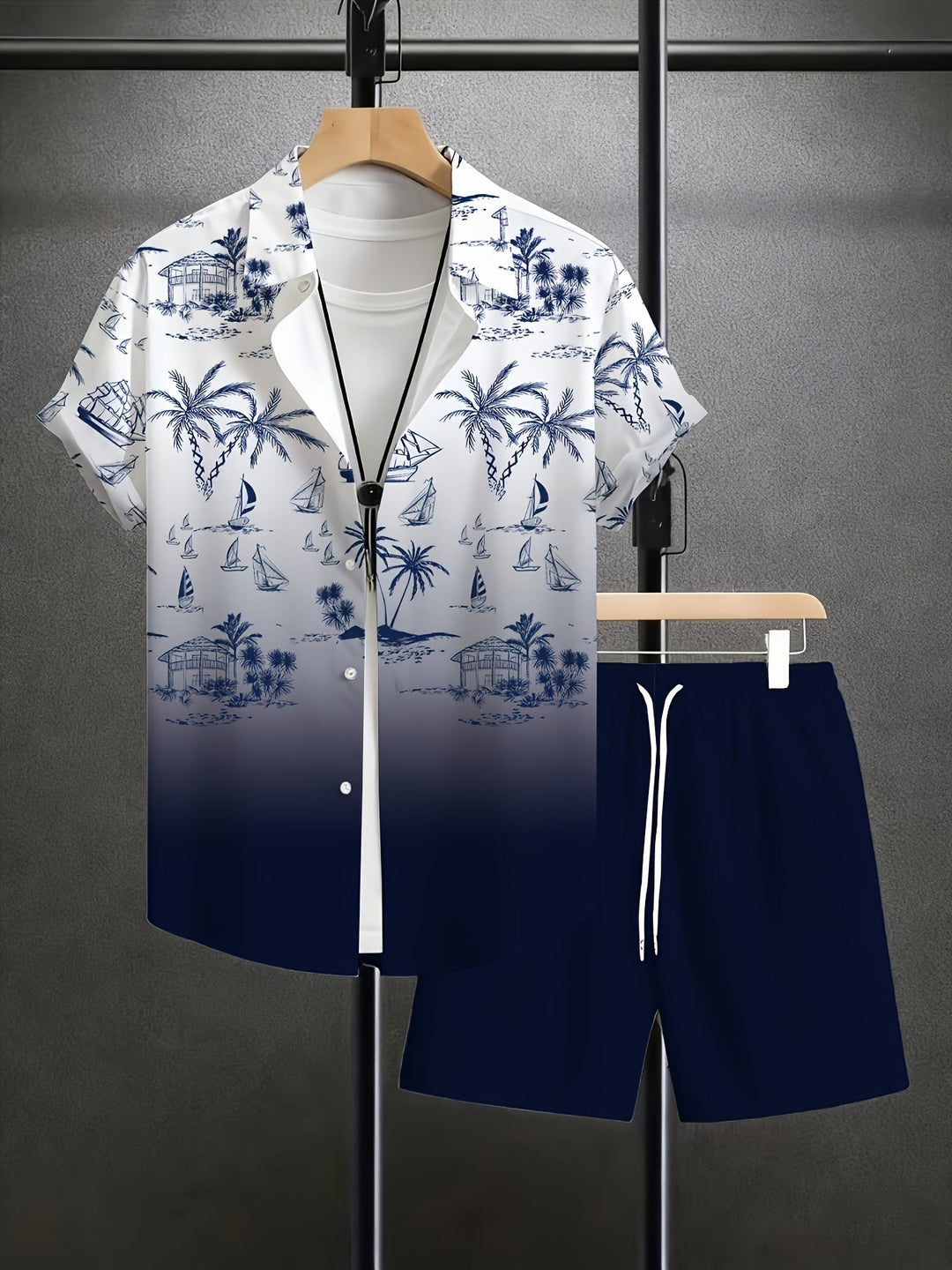 Garrett | Kustprint Shirt en Shorts Set