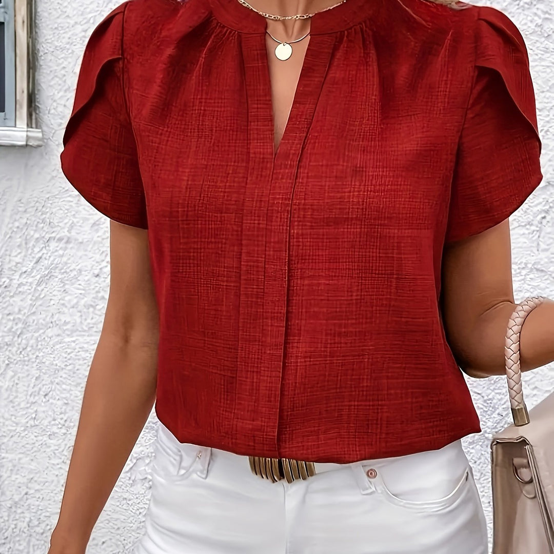 Heather | Blouse met Petal Mouwen en V-hals