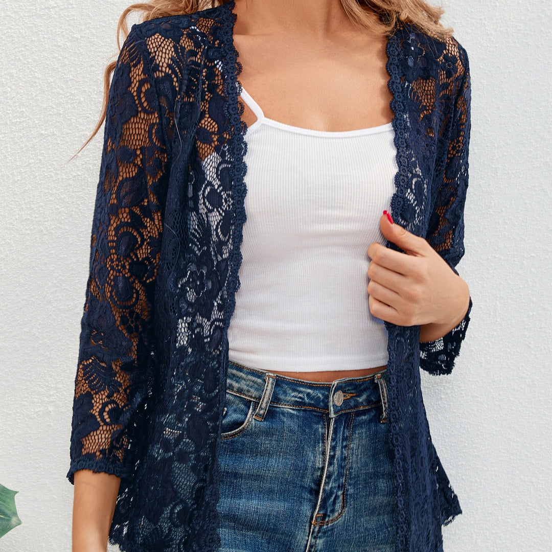 Cassandra | Bloemrijke Opengewerkte Cardigan