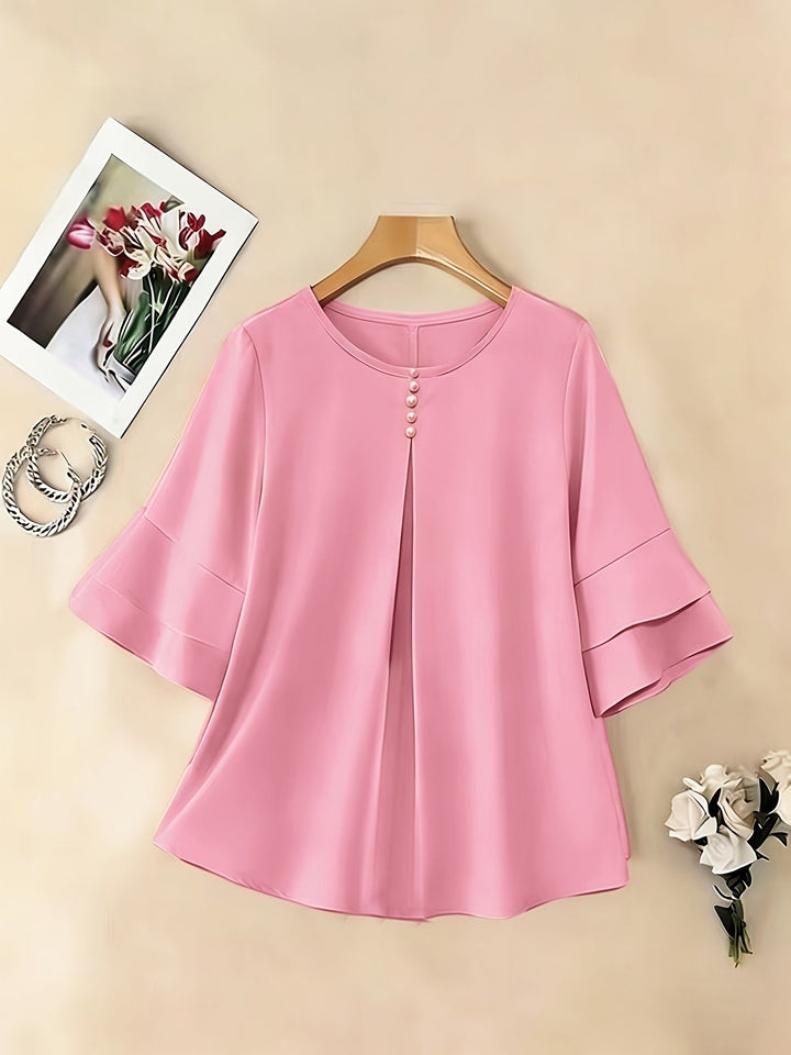 Karen | Blouse met Flared Mouwen en Plissé
