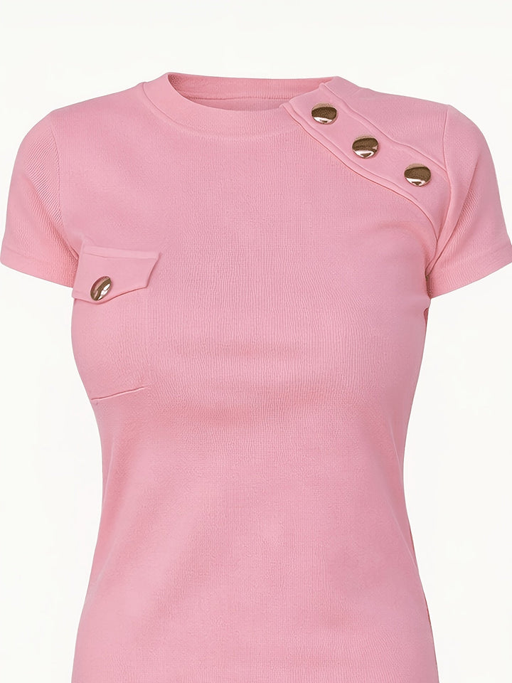 Isla | Knoop-Accent Korte Mouw T-Shirt