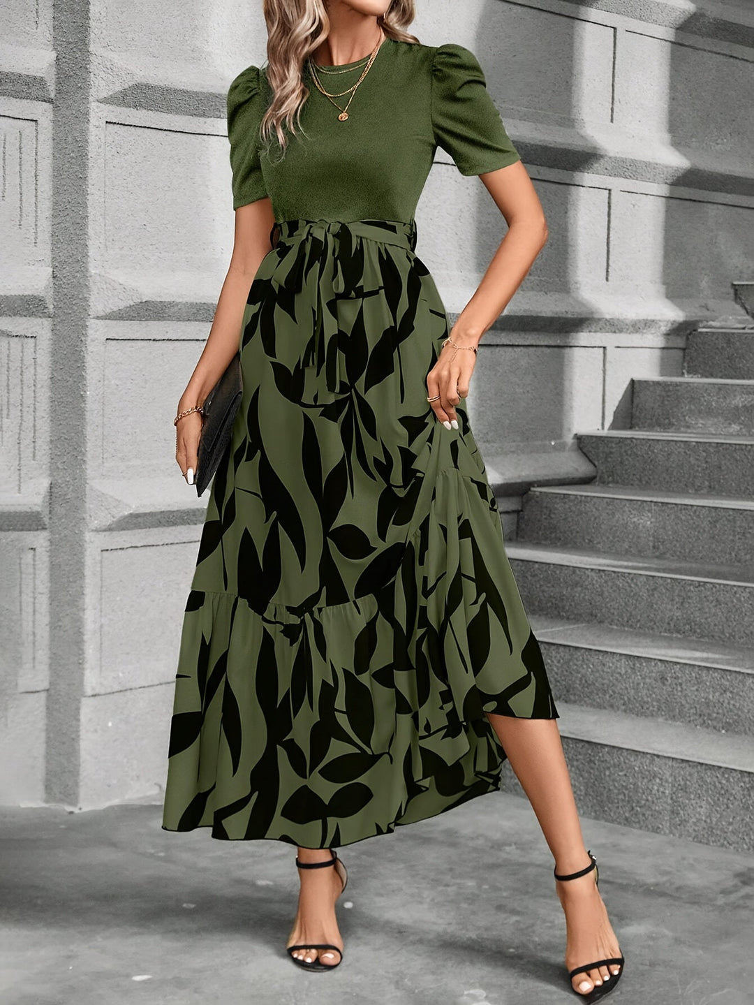 Helena | Geprinte Tiered Maxi Jurk