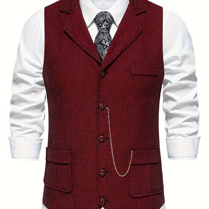 Edmund | Haringbone Effen Gilet