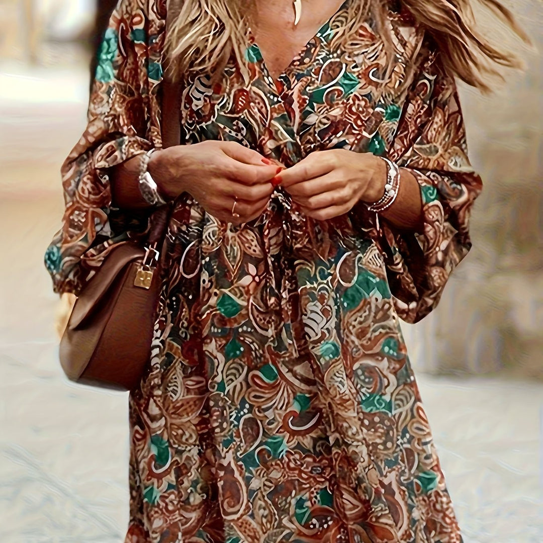 Ramona | Bohemian Print V-Hals Jurk