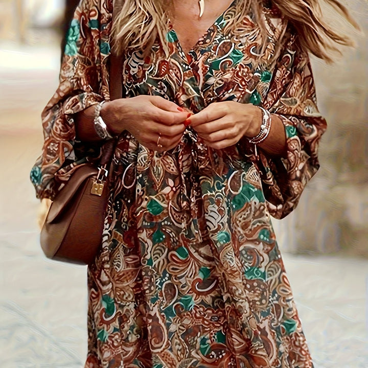 Ramona | Bohemian Print V-Hals Jurk