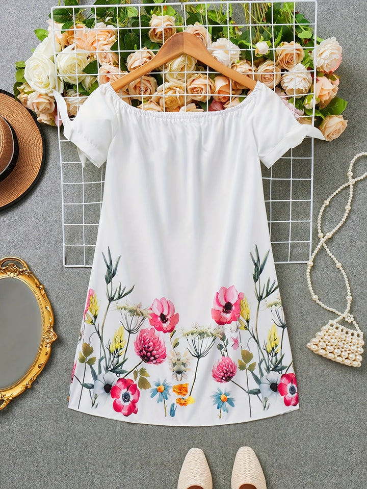 Gemma | Off-Shoulder Bloemenstrik Jurk