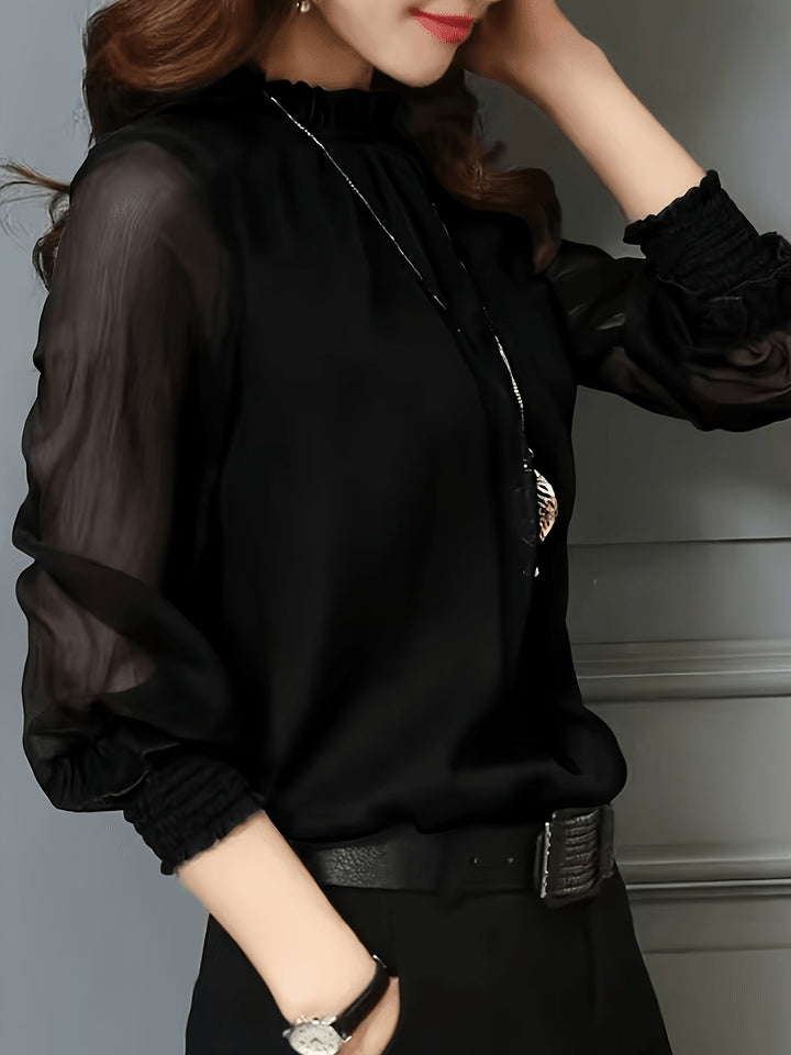 Ophelia | Blouse met Staande Kraag en Lange Mouwen