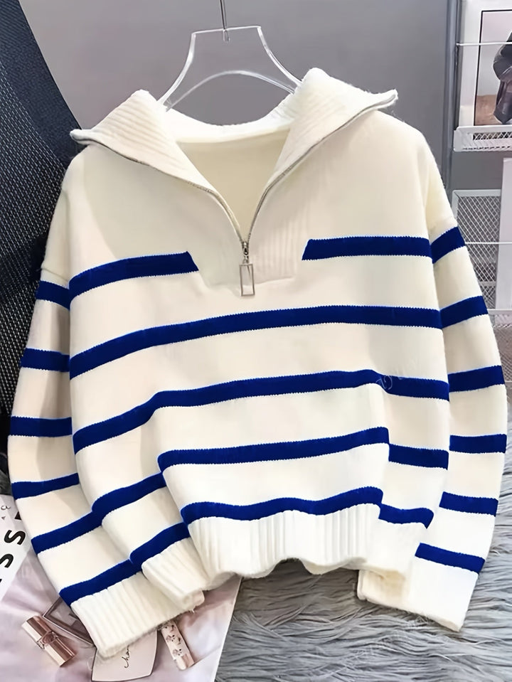 Sabina | Gestreepte Quarter-Zip Trui