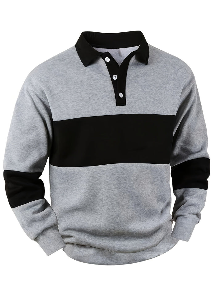 Grayson | Kleur-Block Lange Mouw Polo Shirt