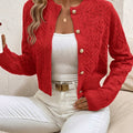 Della | Textured Button-Front Cardigan