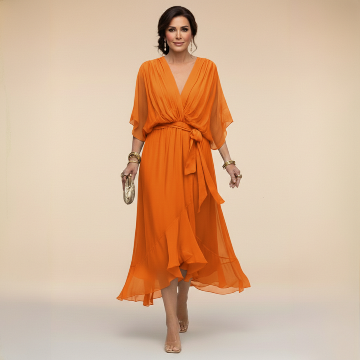 Abigail | Stijlvolle Chiffon V-Hals Jurk