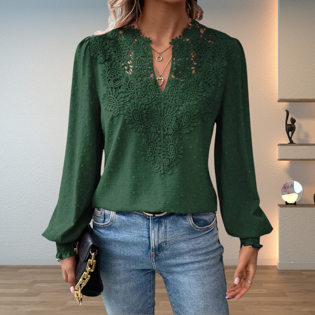 Marlene | Elegante Blouse met Kantafwerking