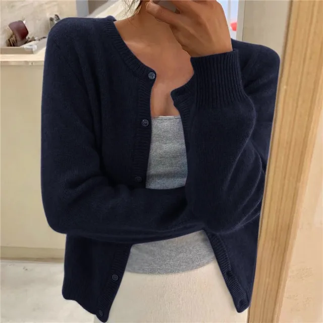 Delphina | Zachte Knop-Voorkant Cardigan