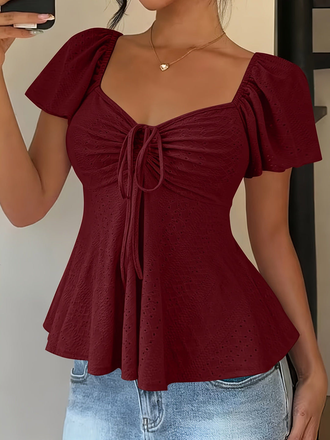 Josephine | Flutter-Mouw Peplum Top