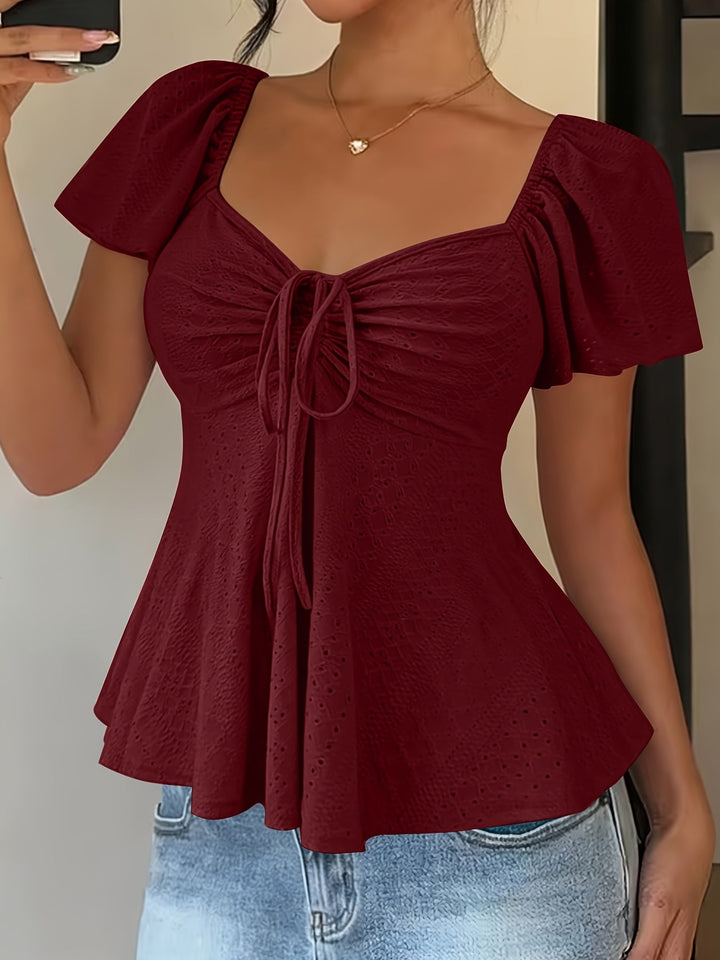 Josephine | Flutter-Mouw Peplum Top
