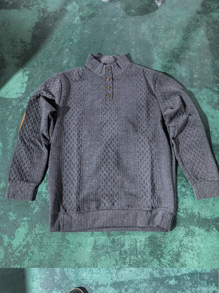 Ronan | Staande Kraag Knop Henley Trui