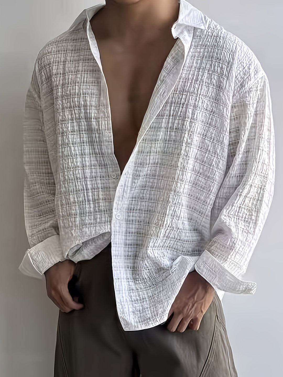 Rafael | Ontspannen Textured Lange Mouwen Shirt