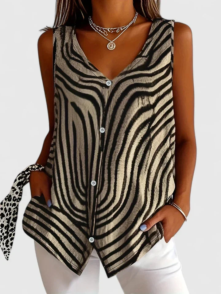Brenda | Mouwloze Blouse met Knopen