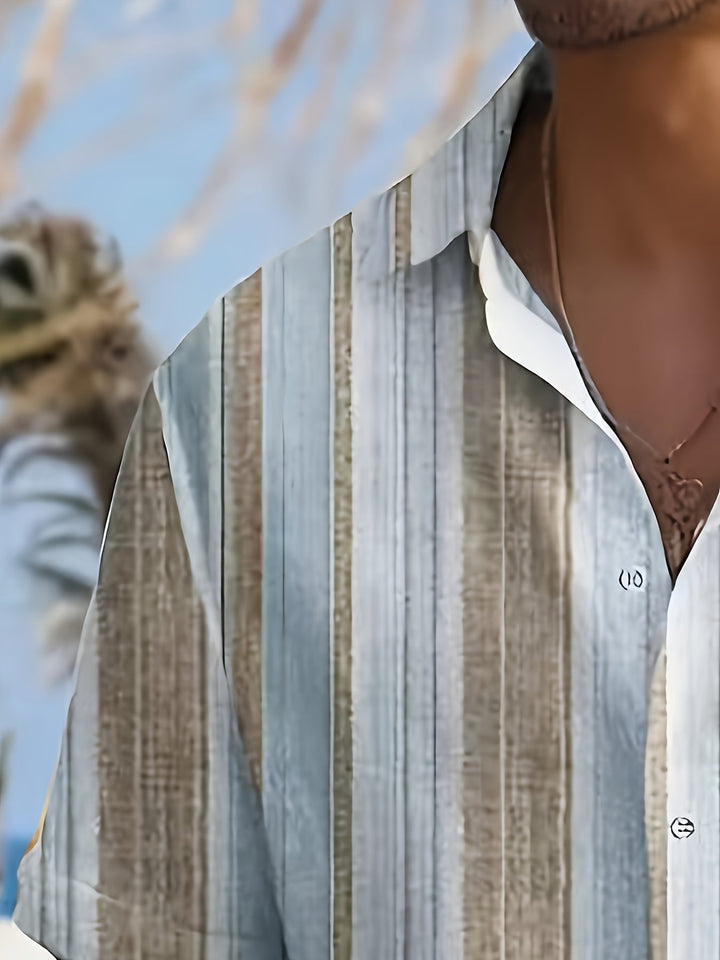 Gregory | Ontspannen Gestreepte Korte Mouwen Shirt