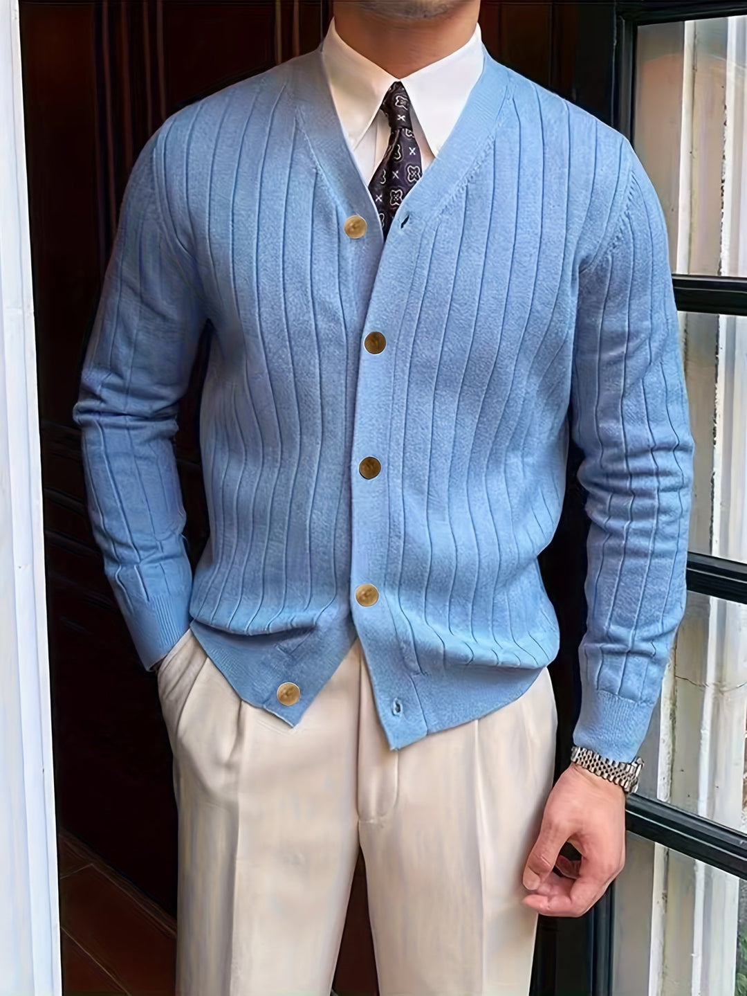 Arthur | Geribbelde Knopen Cardigan
