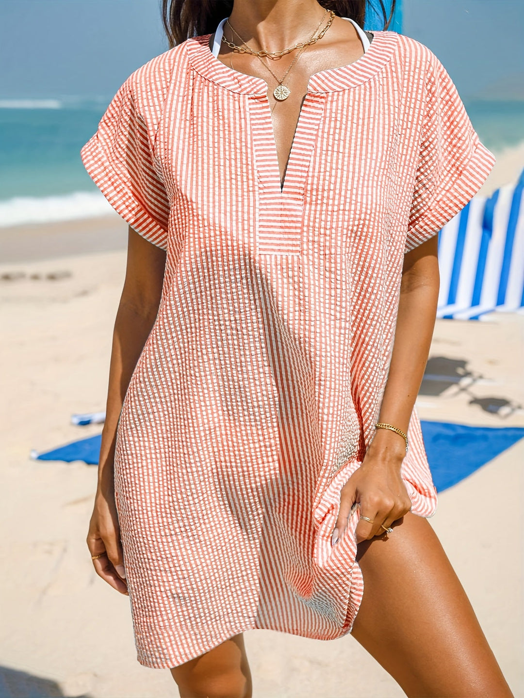 Marina | Luchtige Gestreepte Strandcover-up