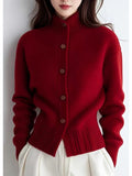 Margot | Hoge Hals Knopen Cardigan