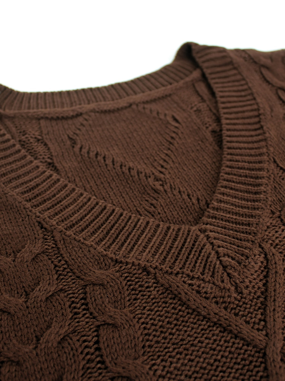 Cora | Gezellige Kabelgebreide V-Hals Sweater Vest