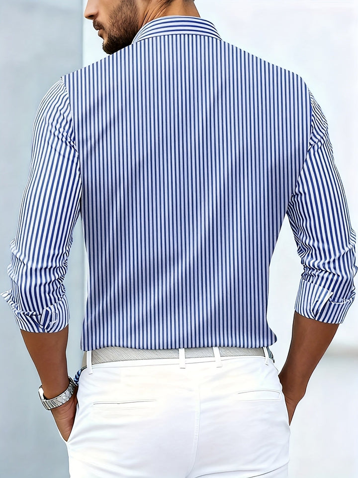 Gabriel | Verfijnde Gestreepte Lange Mouwen Shirt