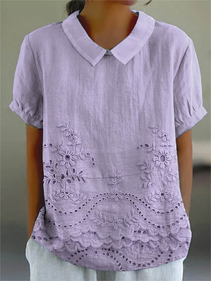 Holly | Elegante Bloem Borduursel Shirt