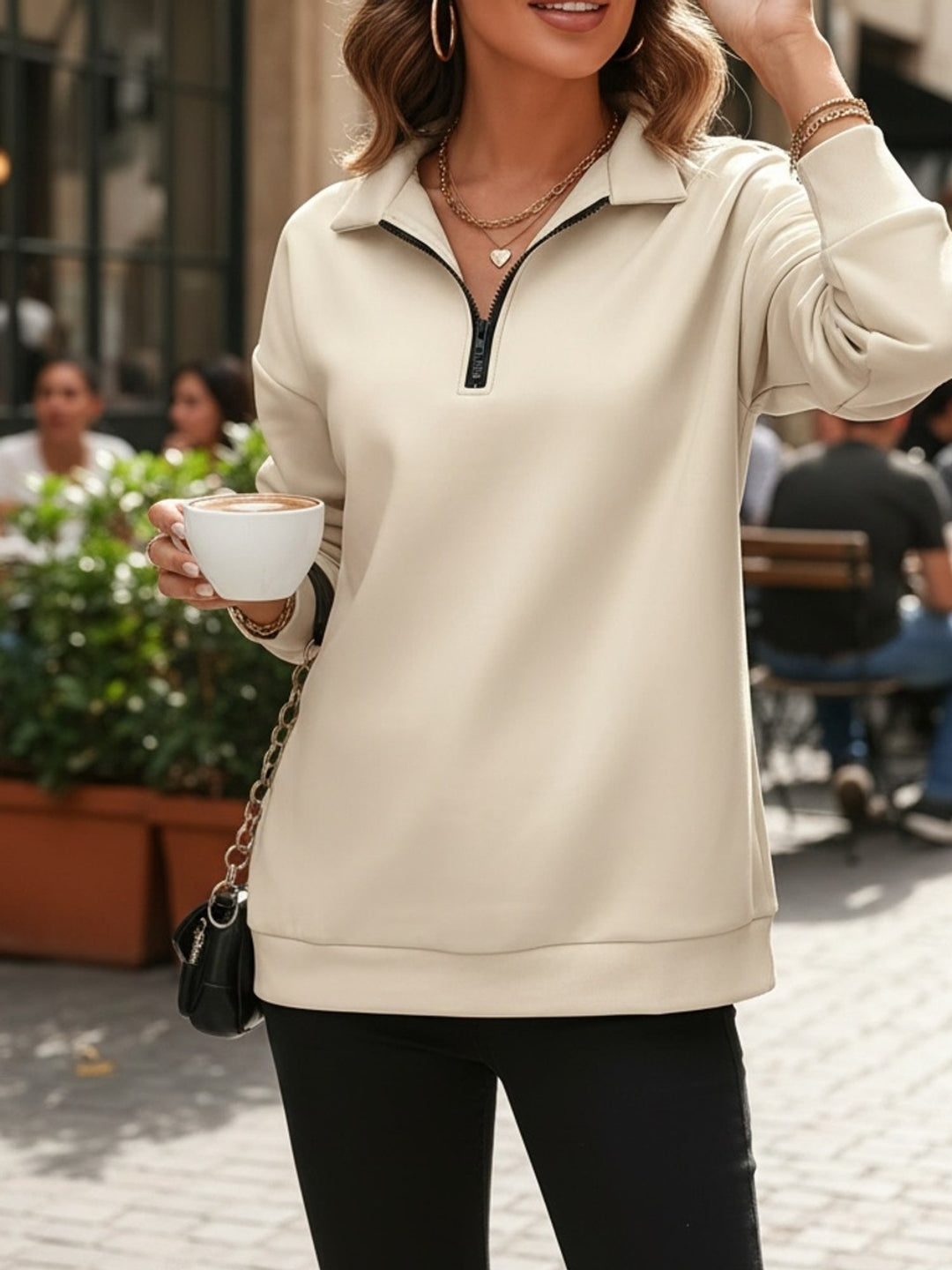 Gwyneth | Ontspannen Half-Zip Sweatshirt