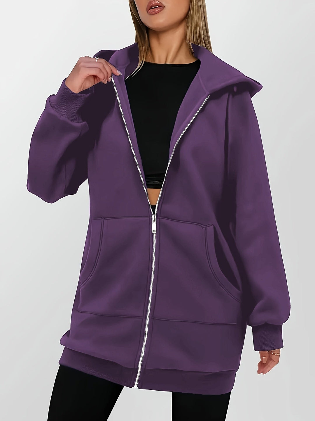 Heather | Lange Hoodie Zip Jacket