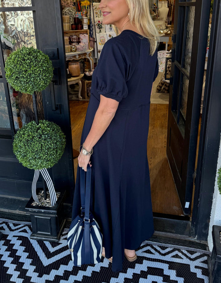 Haisley | Maxi-jurk met Pofmouwen en Ronde Hals