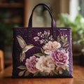 Andrea | Paarse Bloemen Kunst Tote Bag