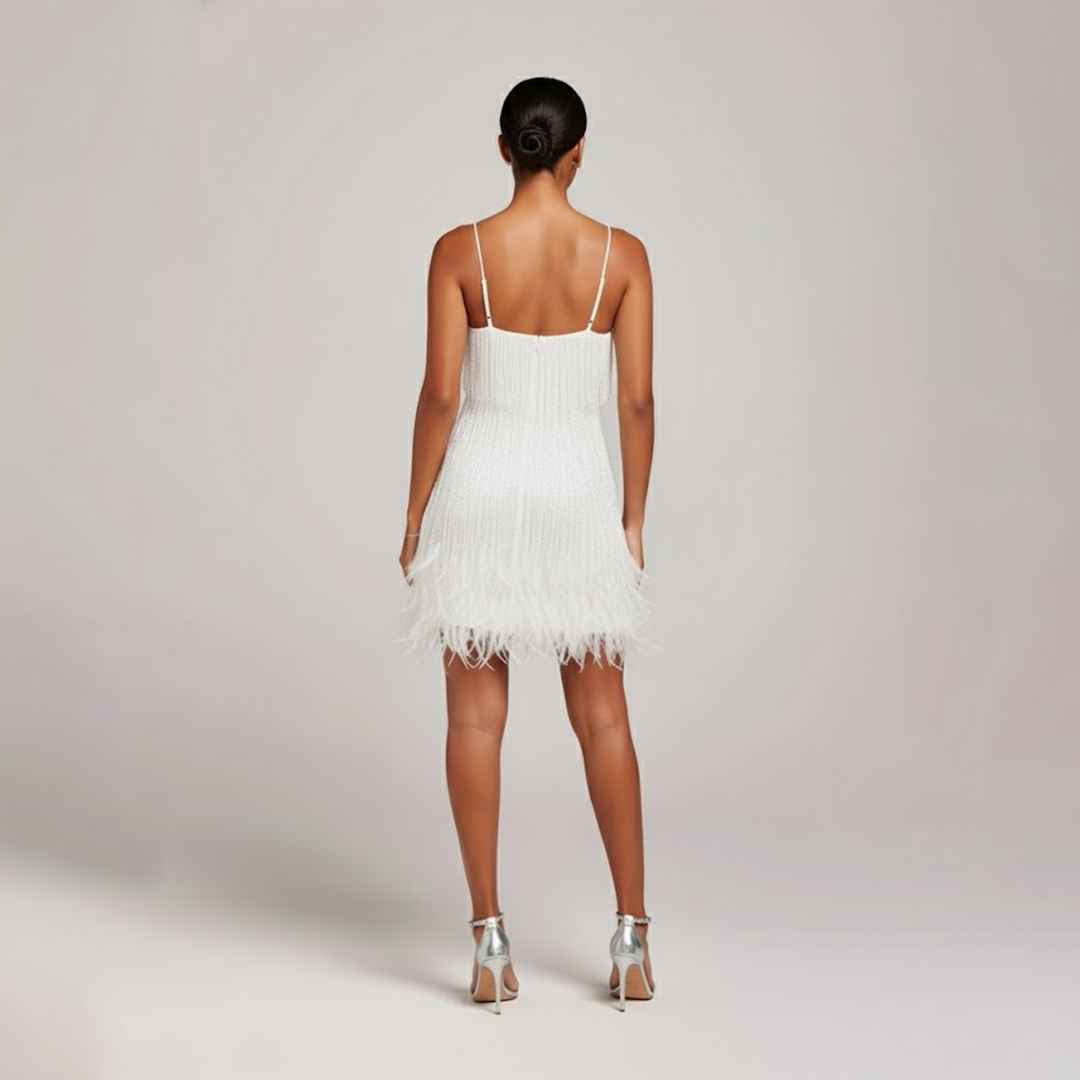 Anastasia | Fringe &amp; Feather Party Jurk