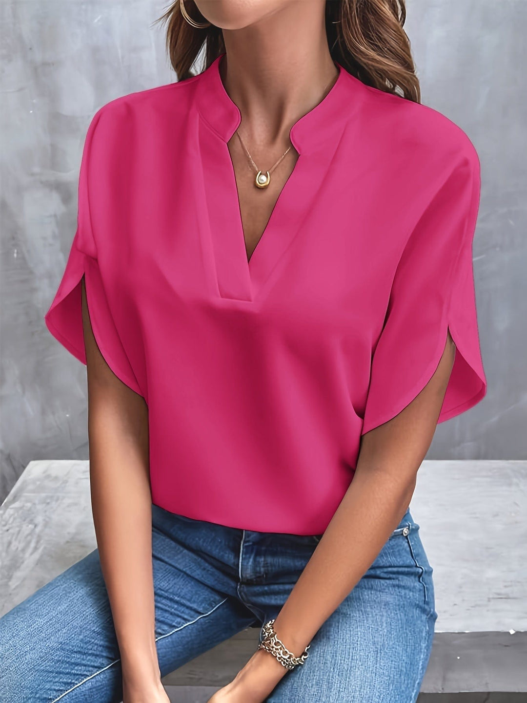 Nicole | Elegante Drapé V-Hals Blouse