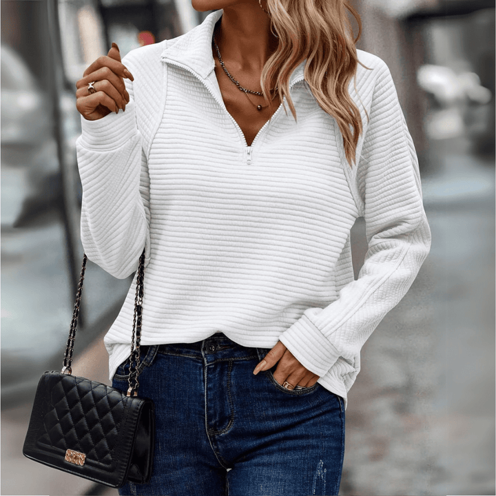 Gillian | Geribbelde Half-Zip Pullover