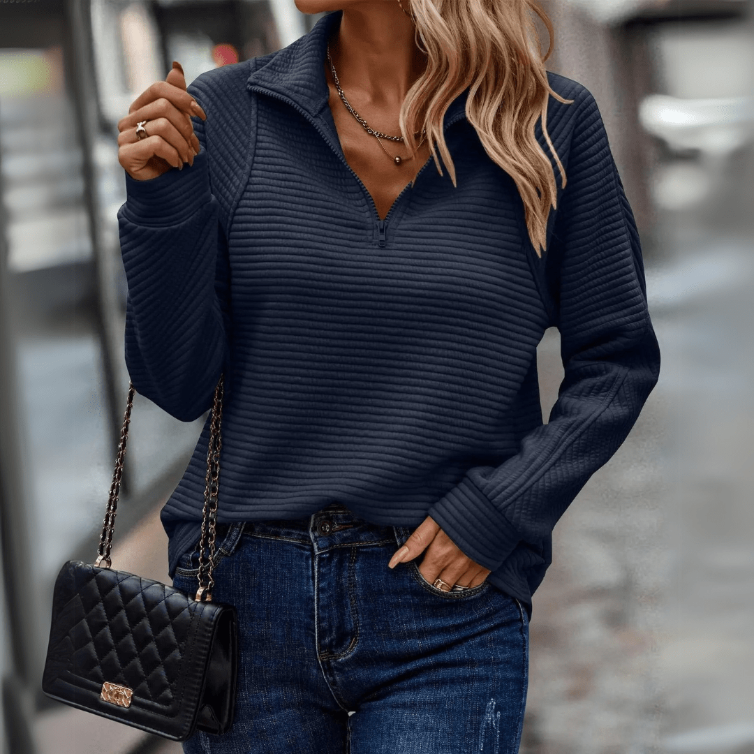 Gillian | Geribbelde Half-Zip Pullover