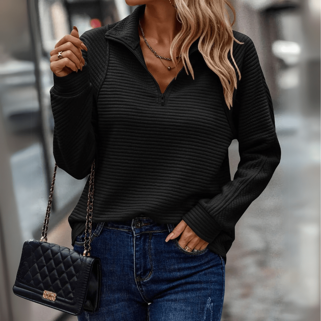 Gillian | Geribbelde Half-Zip Pullover