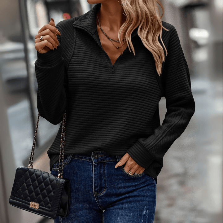Gillian | Geribbelde Half-Zip Pullover