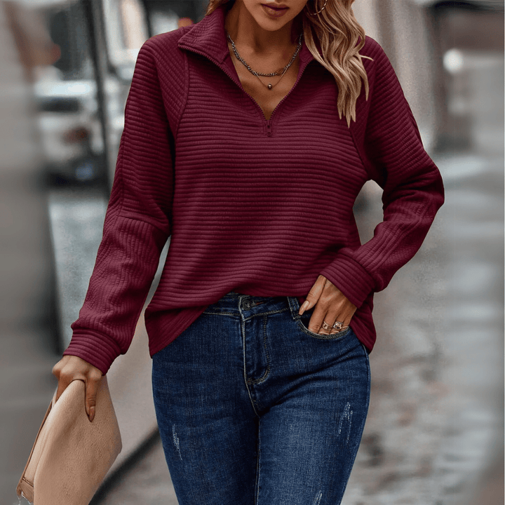 Gillian | Geribbelde Half-Zip Pullover
