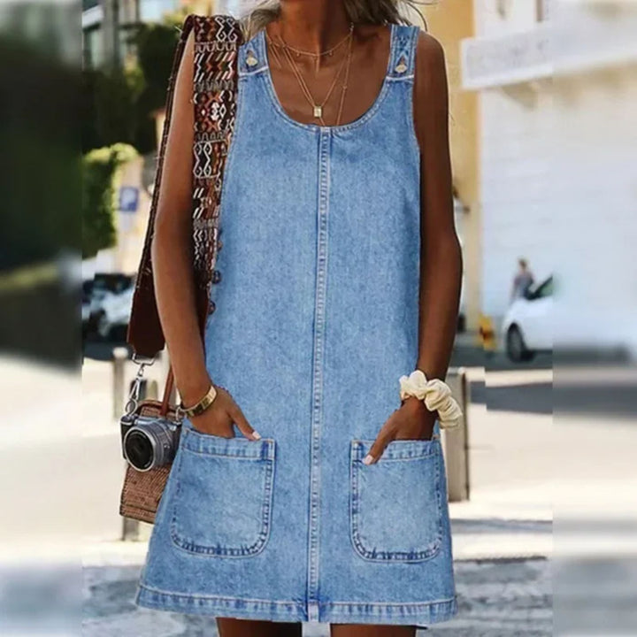Deby | Comfortabele Mouwloze Denim Jurk