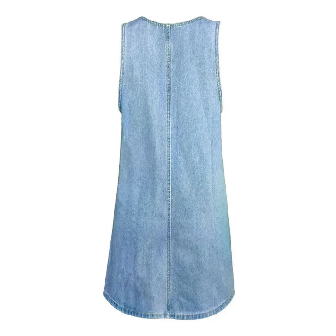 Deby | Comfortabele Mouwloze Denim Jurk