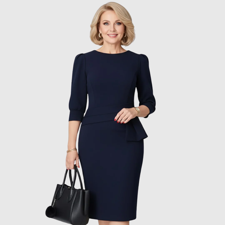 Adele | Sculpted Peplum Midi Jurk