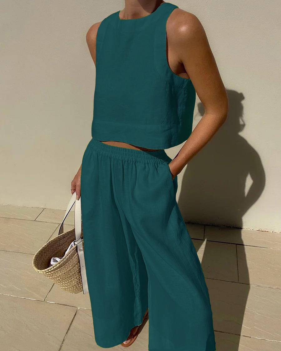 Karina | Casual Mouwloze Capri Broek Set