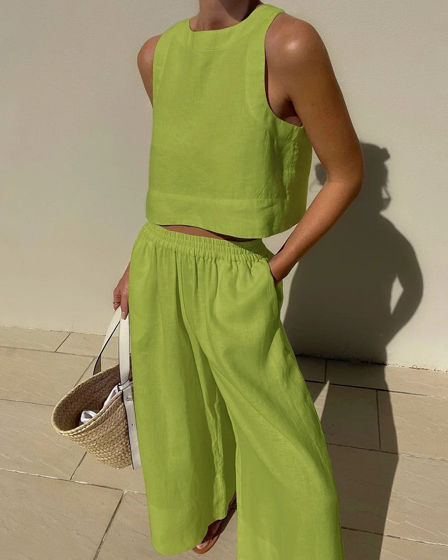 Karina | Casual Mouwloze Capri Broek Set